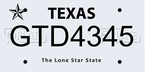 GTD4345 Texas License Plate
