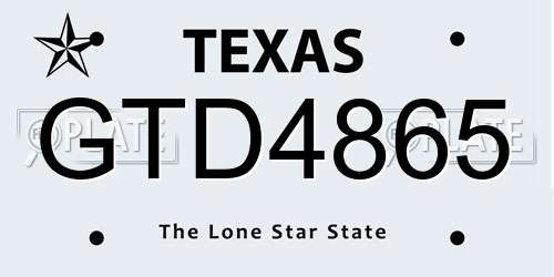 GTD4865 Texas License Plate