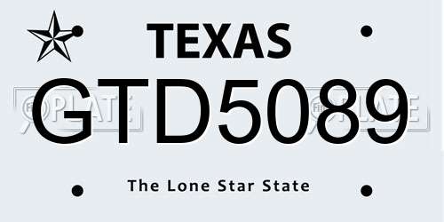 GTD5089 Texas License Plate