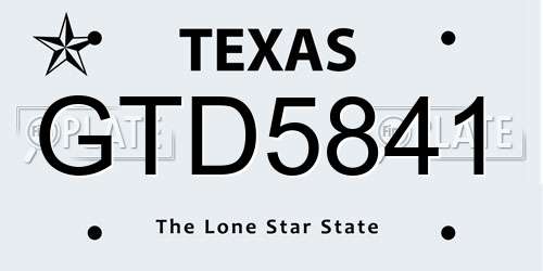 GTD5841 Texas License Plate