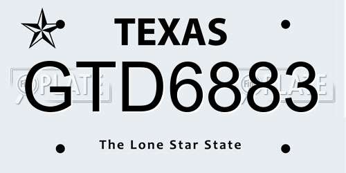 GTD6883 Texas License Plate