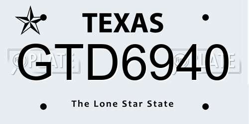 GTD6940 Texas License Plate