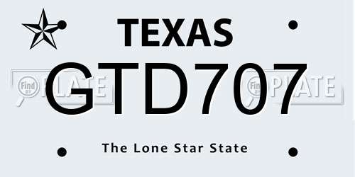 GTD707 Texas License Plate