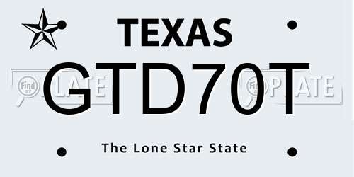 GTD70T Texas License Plate