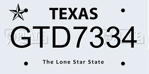 GTD7334 Texas License Plate