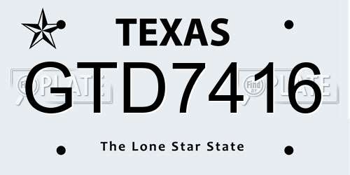 GTD7416 Texas License Plate