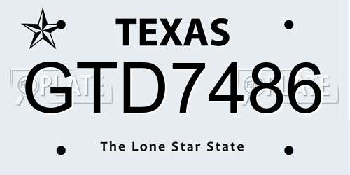 GTD7486 Texas License Plate