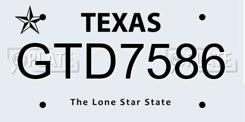 GTD7586 Texas License Plate