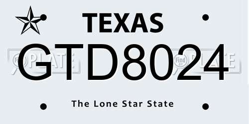 GTD8024 Texas License Plate