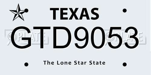 GTD9053 Texas License Plate