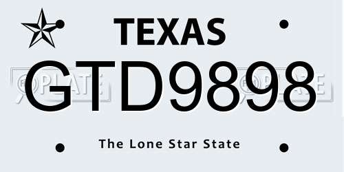GTD9898 Texas License Plate