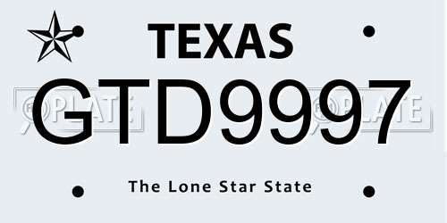 GTD9997 Texas License Plate