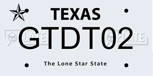 GTDT02 Texas License Plate