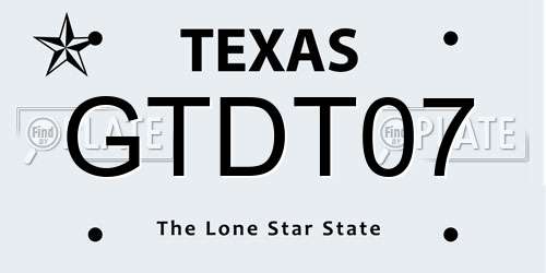 GTDT07 Texas License Plate