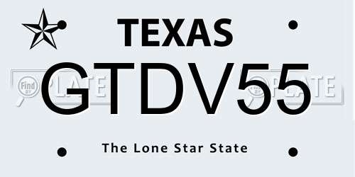 GTDV55 Texas License Plate