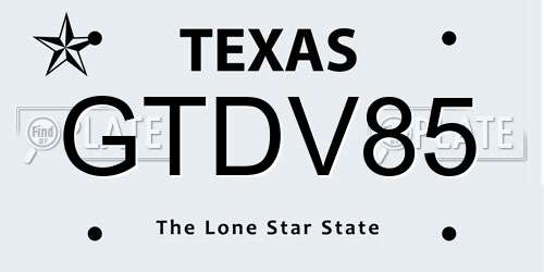 GTDV85 Texas License Plate