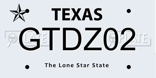 GTDZ02 Texas License Plate
