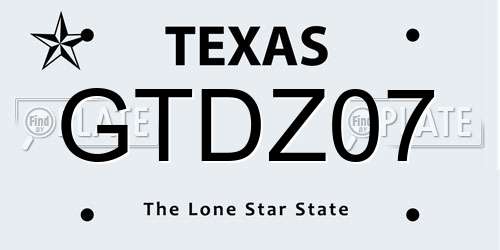 GTDZ07 Texas License Plate