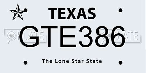 GTE386 Texas License Plate