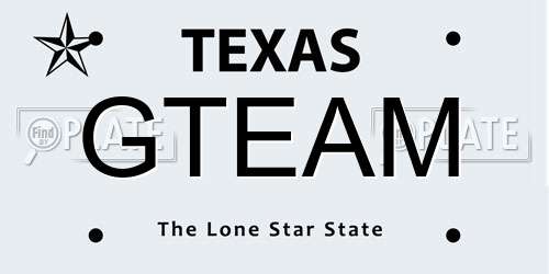 GTEAM Texas License Plate