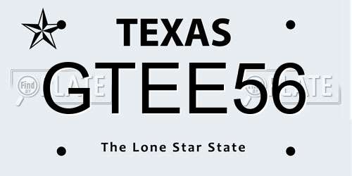 GTEE56 Texas License Plate