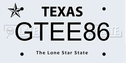 GTEE86 Texas License Plate