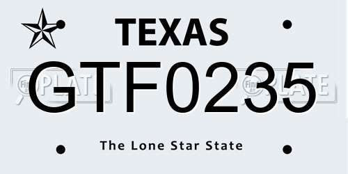 GTF0235 Texas License Plate