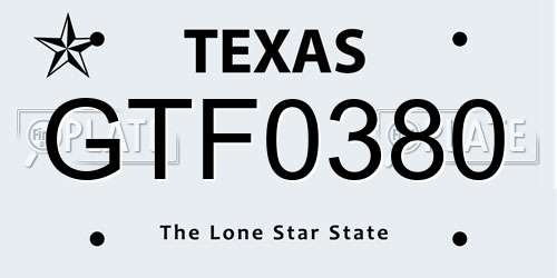 GTF0380 Texas License Plate
