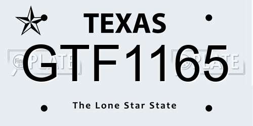 GTF1165 Texas License Plate