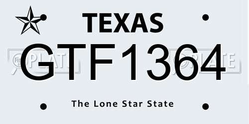 GTF1364 Texas License Plate