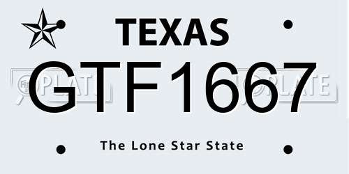 GTF1667 Texas License Plate