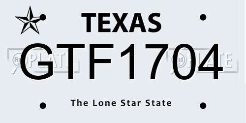 GTF1704 Texas License Plate