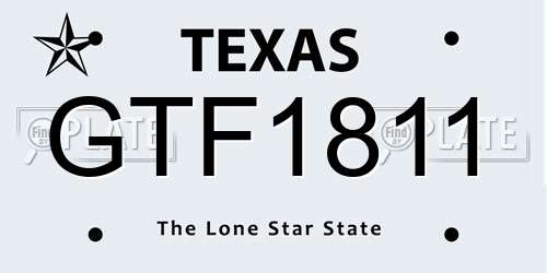 GTF1811 Texas License Plate