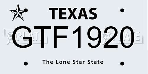 GTF1920 Texas License Plate