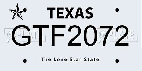GTF2072 Texas License Plate