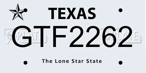 GTF2262 Texas License Plate