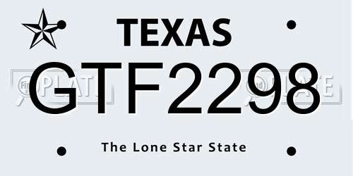 GTF2298 Texas License Plate