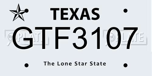 GTF3107 Texas License Plate