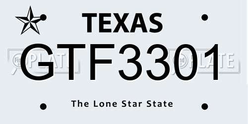 GTF3301 Texas License Plate