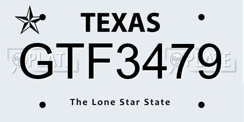 GTF3479 Texas License Plate