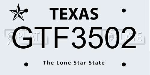 GTF3502 Texas License Plate