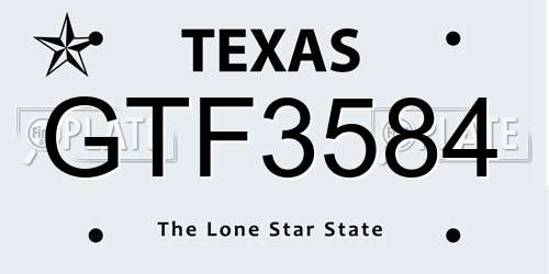 GTF3584 Texas License Plate