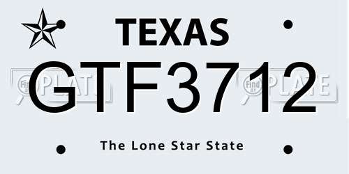 GTF3712 Texas License Plate