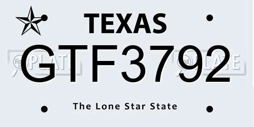 GTF3792 Texas License Plate
