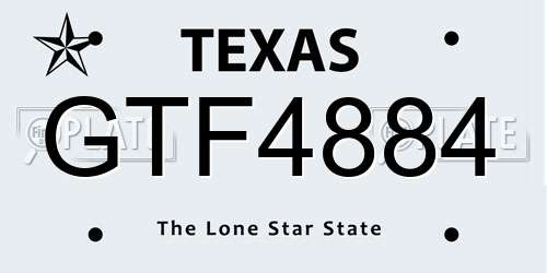 GTF4884 Texas License Plate