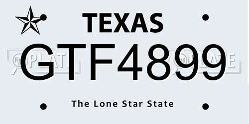 GTF4899 Texas License Plate