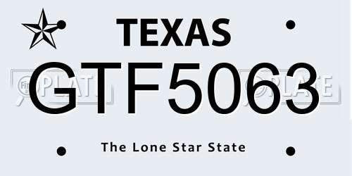 GTF5063 Texas License Plate