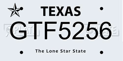 GTF5256 Texas License Plate