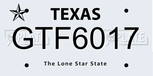 GTF6017 Texas License Plate