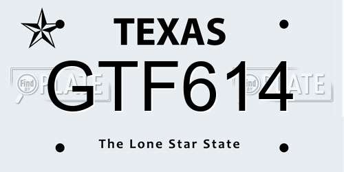 GTF614 Texas License Plate